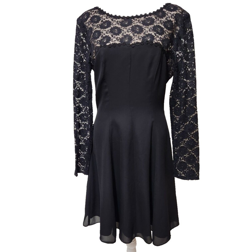 Vintage Habits Black and Lace Keyhole Back Dress See Measurements in Photos